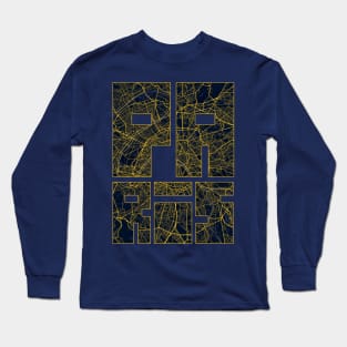 Paris, France City Map Typography - Gold Art Deco Long Sleeve T-Shirt